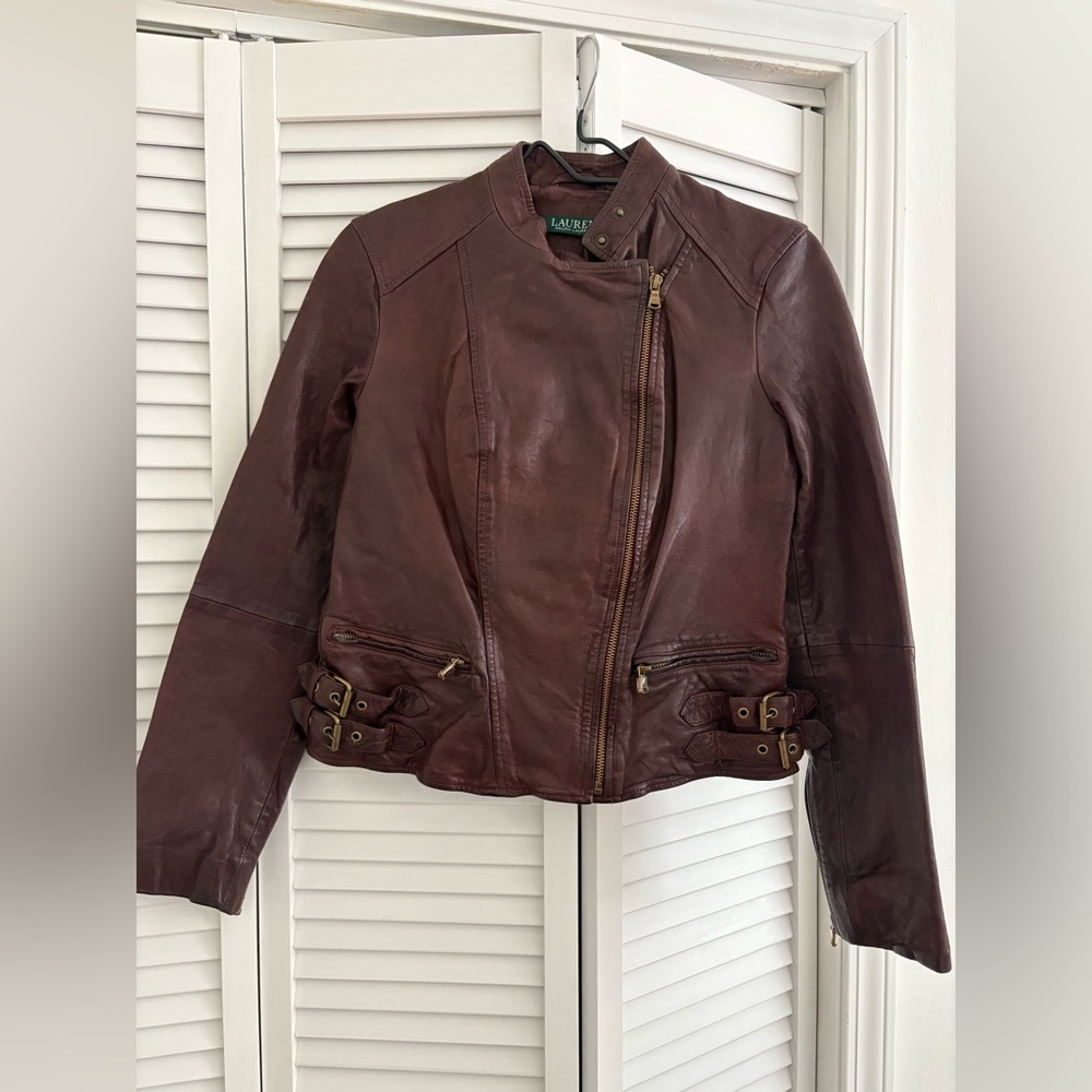 Ralph Lauren Women’s Deep Red Leather Jacket